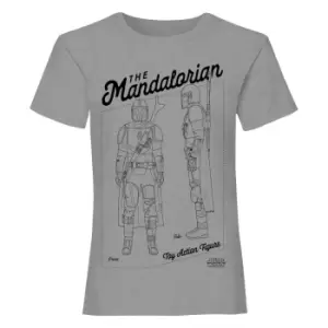 Star Wars: The Mandalorian Girls Action Figure T-Shirt (12-13 Years) (Heather Grey)