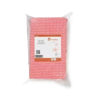 Facilities Wave Line Mid-weight Cleaning Cloth 40gsm W500xL300mm Red