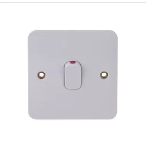 Schneider Electric Lisse White Moulded - Single Light Switch, 32A, Double Pole, with Neon Indicator, GGBL4031, White, Pack of 10