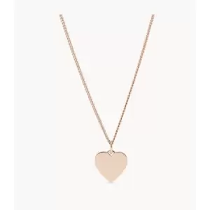 Fossil Womens Lane Heart Rose Gold-Tone Stainless Steel Necklace - Rose Gold