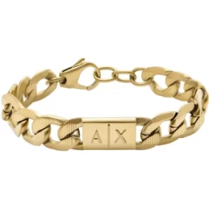 Mens Armani Exchange Gold-Tone Stainless Steel Chain Bracelet