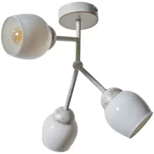 Minisun - Aged Metal Effect 3 Way Ceiling Light with White Glass Shades