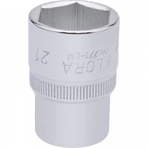 Elora 1/2" Drive Hexagon Socket Metric 1/2" 21mm