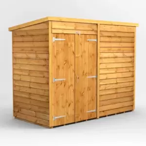 8X4 Power Overlap Pent Windowless Double Door Shed