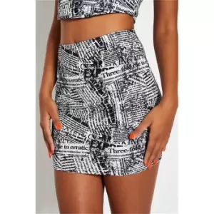 I Saw It First Black & White Paper Printed Seam Detail Square Neck Corset Top - Black