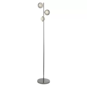 Quartz 3 Light Floor Lamp, Bubble Glass, Detailed Rim 4000K