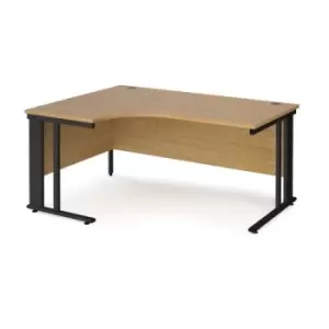 Office Desk Left Hand Corner Desk 1600mm Oak Top With Black Frame 1200mm Depth Maestro 25 MCM16ELKO