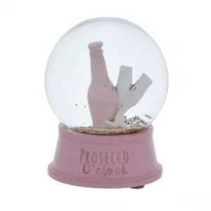 Prosecco O'Clock Snow Globe in Gift Box Pink and Rose Gold 12cm