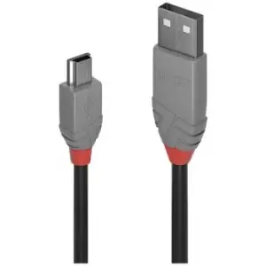 LINDY USB cable USB 2.0 USB-A plug, USB-Mini-B plug 0.20 m Black 36720