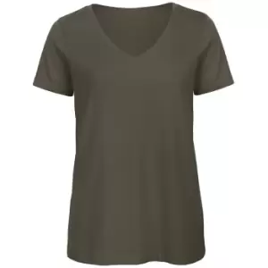 B&C Womens/Ladies Favourite Organic Cotton V-Neck T-Shirt (S) (Khaki)