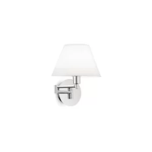 Beverly 1 Light Indoor Wall Light White, Satin Gold with Shade, E14