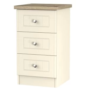 Robert Dyas Wilcox Ready Assembled 3-Drawer Bedside Table - Cream Ash