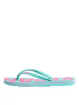 Superdry Vintage Vegan Classic Flipflops- Aqua, Blue Size M Women