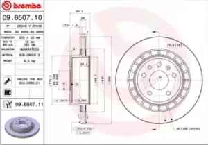 BREMBO Brake disc 09.B507.11 Brake rotor,Brake discs SAAB,9-5 Kombi (YS3E),9-5 (YS3E)