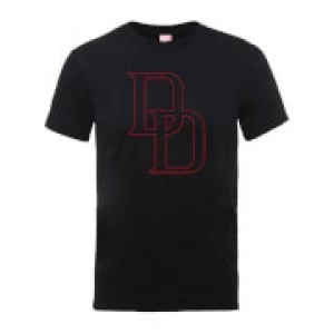 Marvel Daredevil Red Outline Mens Black T-Shirt - L - Black