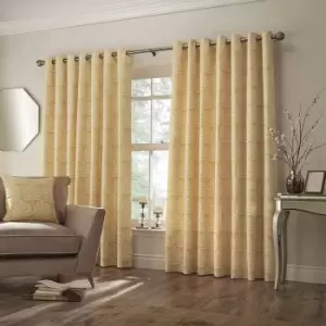 Paoletti Horto Eyelet Curtains (90in x 90in) (Ochre Yellow) - Ochre Yellow