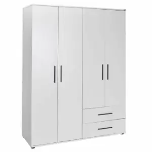 FWStyle White 4 Door 2 Drawer Wardrobe