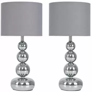 Minisun - 2 x Table Lamps Bedside Lights - Grey - No Bulb