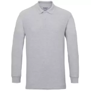 Gildan Mens Long Sleeve Double Pique Cotton Polo Shirt (S) (Sport Grey)