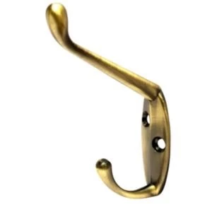 BQ Brass Effect Zinc Alloy Hat Coat Hook Pack of 2