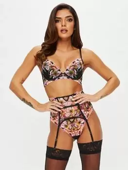 Ann Summers Suspenders Wildflower Waspie - Black, Size S, Women