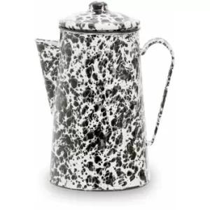 White / Black Coffee Pot White Fancy Pot White Curved Handle And Shaped Mouth For Minimal Spillage Coffee and Tea Pot 1.0 Litre 11 x 22 x 15