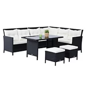 Outsunny Rattan Sofa Set 860-025 Black, Cream-White