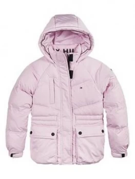 Tommy Hilfiger Girls Waisted Sporty Padded Coat - Pink, Size 10 Years, Women