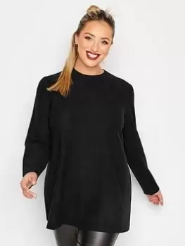 Yours Soft Touch Frill Sleeve Top - Black, Size 16, Women