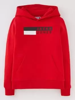 Jack & Jones Junior Boys Corp Logo Play 4 Sweat Hoodie - Red, Size 8 Years