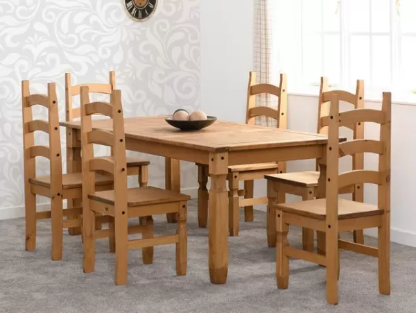 Seconique Corona Pine 182cm Dining Table and 6 Chair Set