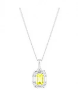 Simply Silver Sterling Silver Yellow Cubic Zirconia Emerald Cut Necklace