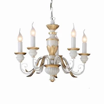 Firenze 5 Light Chandelier Ivory, Gold Finish, E14