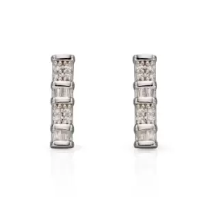 JG Signature 9ct White Gold Baguette Diamond Bar Earrings