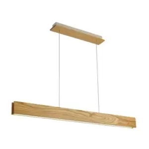 Linear Ceiling Pendant, 2 x 20W LED, 3000K, 1662lm, Medium Oak, Matt White - Luminosa Lighting