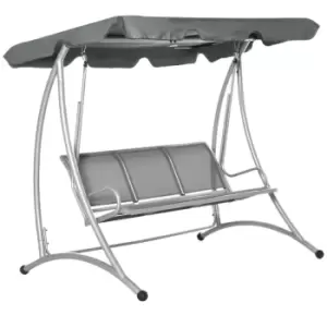 Outsunny 3 Seat Metal Fabric Backyard Balcony Patio Swing Chair W/ Canopy Grey