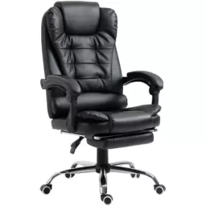 HOMCOM Executive Office Chair PU Leather Swivel Chair with Footrest Black - Black