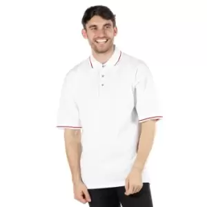 Kustom Kit Mens St. Mellion Mens Short Sleeve Polo Shirt (S) (White/Bright Red)