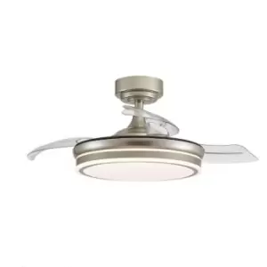 Cristal Record Mini Moss Nickel LED Ceiling Fan 35W 3900 Lm CCT Folding blades