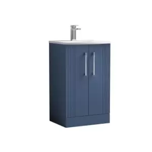 Nuie Deco 500mm Floor Standing 2 Door Vanity & Basin 4 - Satin Blue