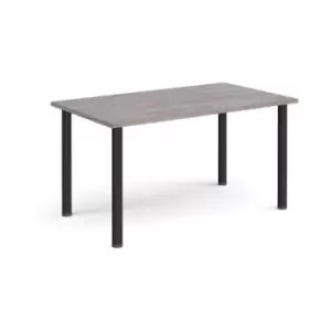 Rectangular Black radial leg meeting table 1400mm x 800mm - grey oak