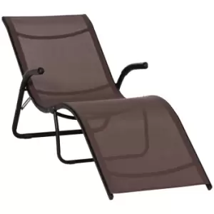 Outsunny Folding Lounge Chair Outdoor Chaise Lounge For Beach Poolside - Brown