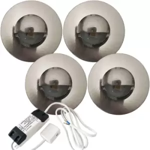 Eyelid LED Plinth Light Kit 4x Round Spotlight Kitchen Bathroom Floor Kick Panel