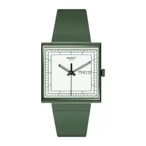 ( ) Swatch WHAT IF...GREEN? Square Bioceramic Unisex Watch SO34G700 - Expected early August