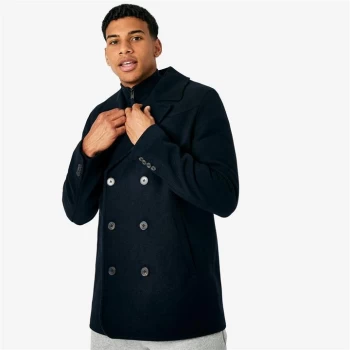 Jack Wills Wool Blend Pea Coat - Navy