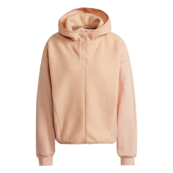 adidas Essentials Golden Logo Sherpa Hoodie Womens - Halo Blush / Gold Metallic