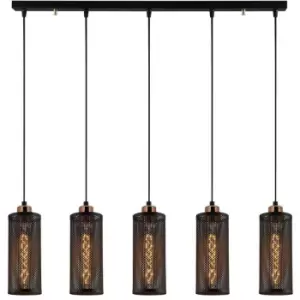 Cristal Model 13 Deco 5-Light Tracking Pendant Lamp Black