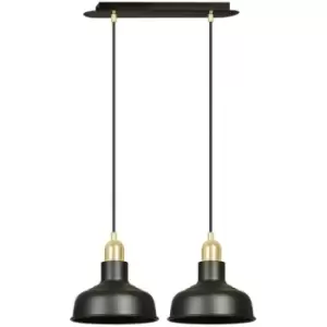 Emibig Ibor Black Bar Pendant Ceiling Light 2x E27