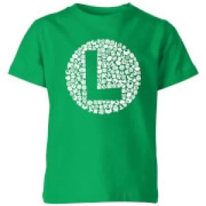 Nintendo Super Mario Luigi Items Logo Kid's T-Shirt - Kelly Green - 11-12 Years