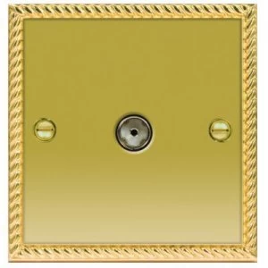 Wickes Single Coaxial Socket - Georgian Brass